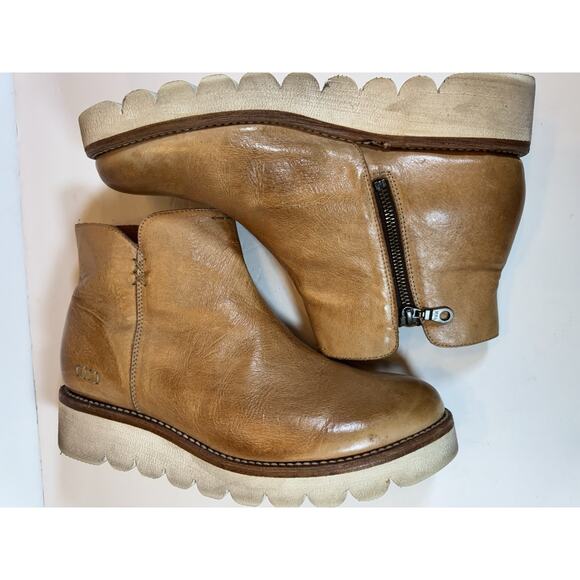 Size 11 Bed Stu Lydyi Leather Ankle Boots Zipper Platform Light Tan Brown - Picture 5 of 13